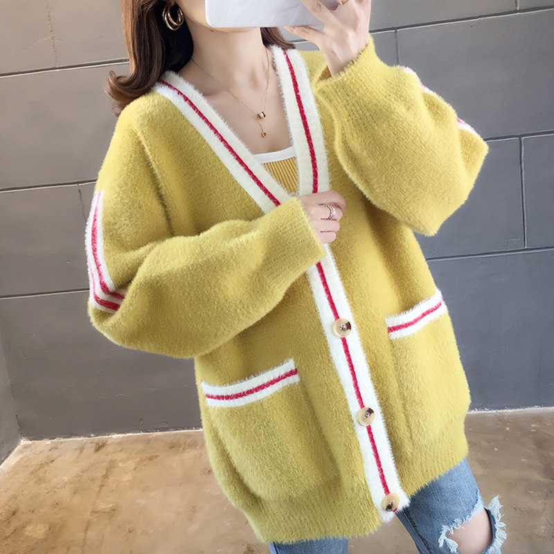 外套2020年慵懒风仿貂绒开衫毛衣 皓婉短外套