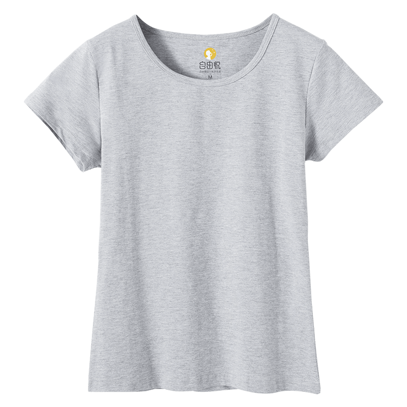 自由悦纯棉灰色短袖女韩版修身t恤 自由悦T恤