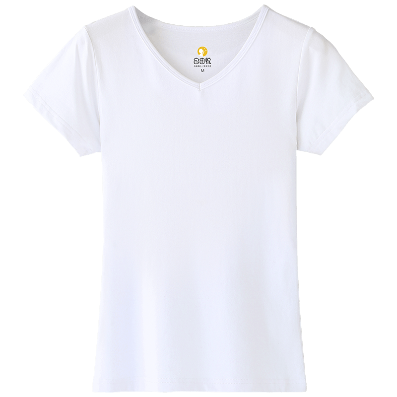 2020夏季纯色纯棉v领短袖订打底衫 自由悦T恤