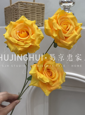 橘色系仿真花玫瑰绣球小百合婚庆婚礼堂布置家居装饰插花橙色系