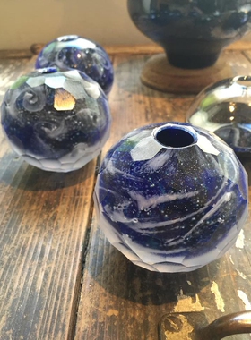 日本艺术家黑川大介天空六曜星花瓶手吹玻璃花插茶具礼品耀变铭刻
