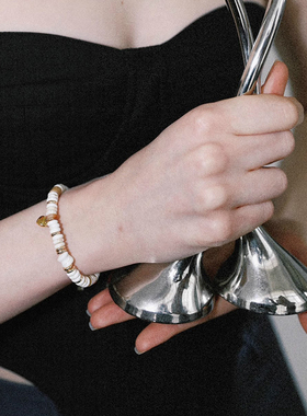 天然珍珠松石椰子片手链