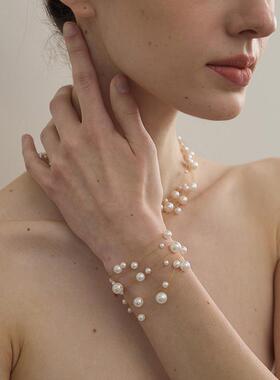 满天星珍珠项链气质缠绕颈链