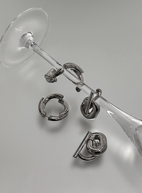科幻银简约小众设计时尚耳钉耳环