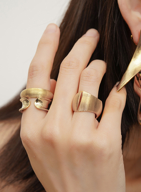 镜面内凹开口戒指简约轻奢