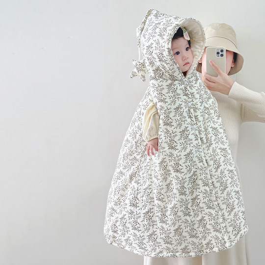 婴儿斗篷披风秋冬外出外套加厚宝宝外出挡风披肩春秋防风保暖外套