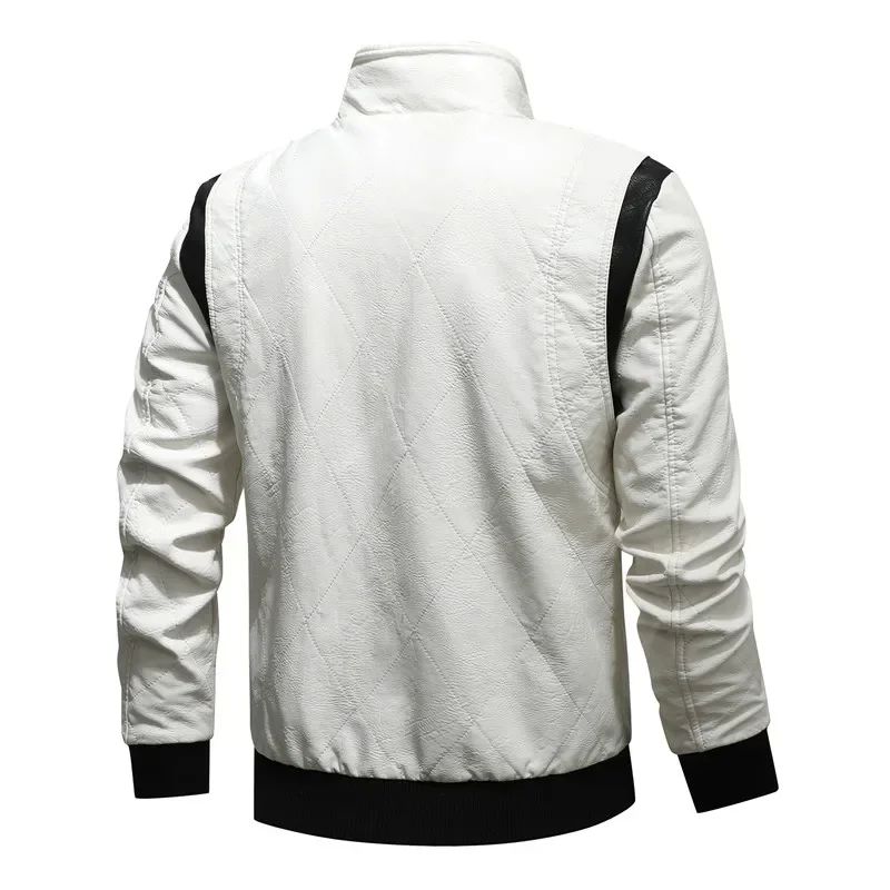 Autumn Winter Bomber Leather Jacket Men Scorpion Embroidery-图3