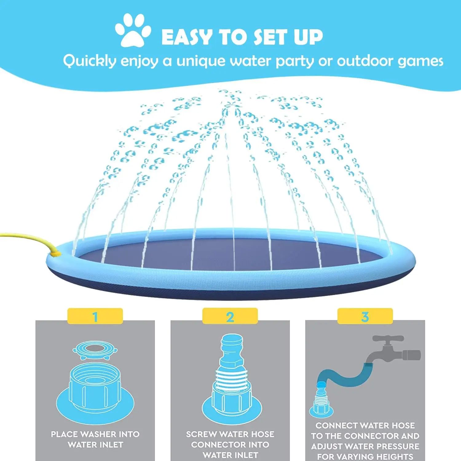 Splash Sprinkler Pad for Dogs Kids Non-Slip Thicken Dog Pool-图0