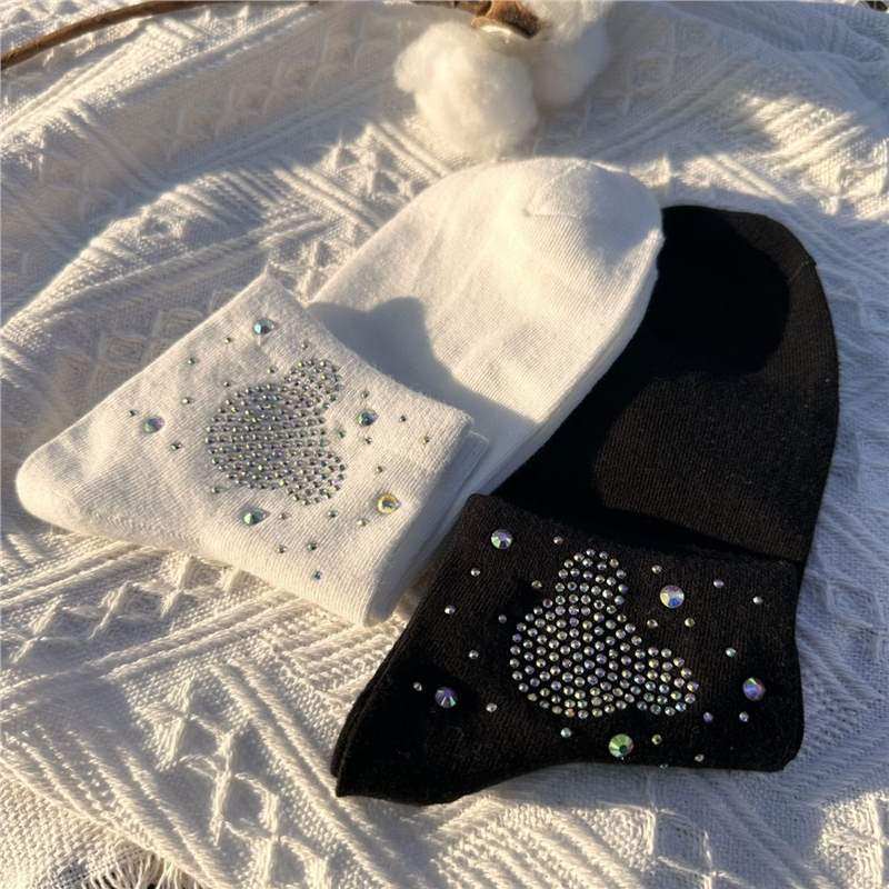 新款精致烫钻百搭小熊头春秋季女棉袜短袜舒适透气吸汗休闲运动袜,淘宝优惠券,粉丝福利购,淘宝优惠卷