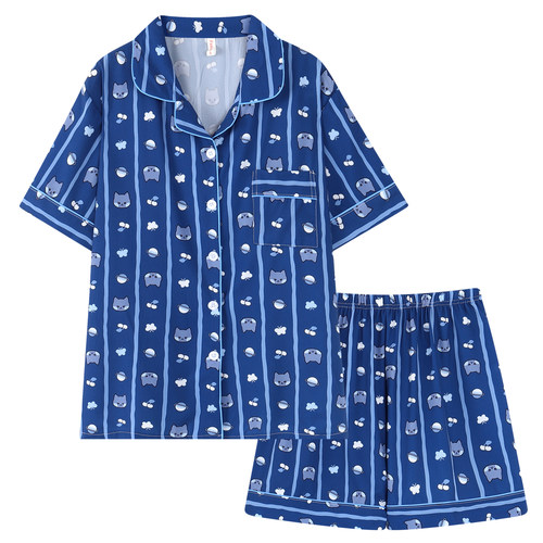 冰丝woongnini睡衣女款夏条纹金地雄zeroni家居服韩版小众设计感 - 图3