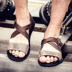 Mùa hè nam giản dị dép da retro Anh gió bãi biển gió thoáng khí xu hướng giày La Mã - Sandal giày chạy bộ Sandal