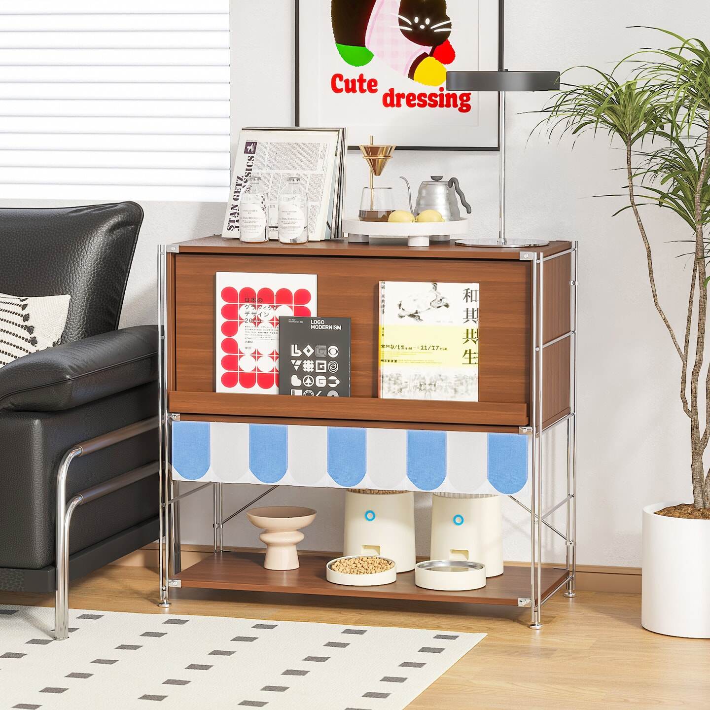 猫别墅猫砂柜室内猫咪食堂盆一体家用猫屋人宠共用家具中古风宠物,淘宝优惠券,粉丝福利购,淘宝优惠卷