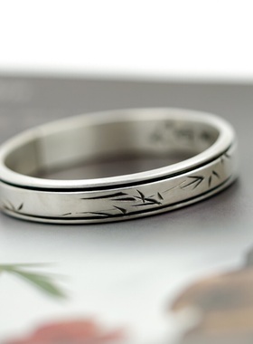 红银原创实心古风复古手工银手镯