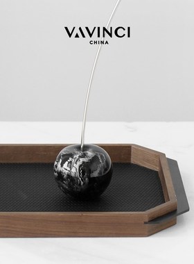 速发新品帽奢胡桃木压纹香薰托盘收间盘创意样板纳客厅衣轻间摆件