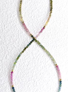 彩虹碧玺天然渐变锁骨链