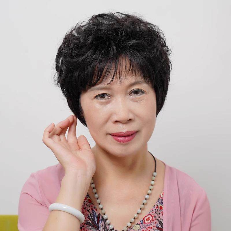 假发真人发丝短卷发全头套女士中老年烫发发型妈妈款自然仿真发套