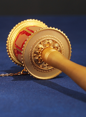 速发德田金你手摇转金轮桶锌合金嘛尼手持转迷筒浮雕随身座带底携