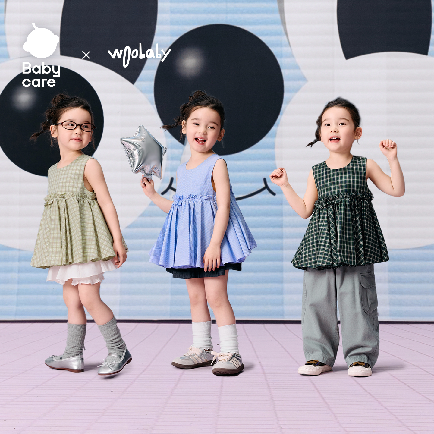 babycare×woobaby童装女童无袖上衣26夏棉甜美荷叶边条纹娃娃衫