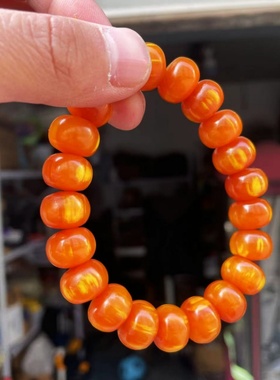 琥珀木松明子男女手串全油全透光陈化老料算盘珠固化免盘北沉香