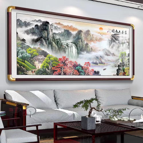 十字绣2025新款线绣富春山居图客厅大幅风景山水画流水生财自己绣 - 图0