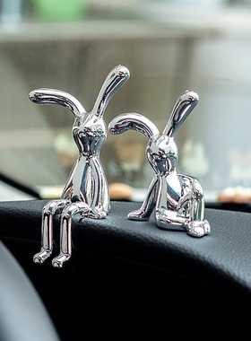 网红款兔子摆件北欧风粘贴式电镀坐姿长耳兔子工艺品家居装饰品