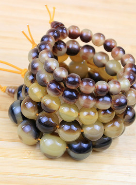 地摊景区热卖仿蜜蜡牛角佛珠手链义乌饰品男女时尚仿羚羊角手串