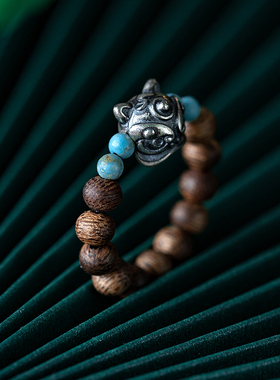 原创老料越南芽庄沉香银骷髅戒指