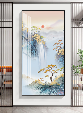 速发新中式道户玄关装饰画竖过高级感正对门壁画2022新款走廊版入