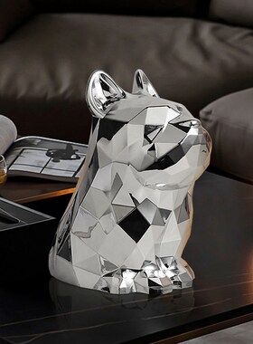 速发轻奢高用感法斗犬纸意盒客厅高档抽纸盒创巾家级茶几餐桌面装