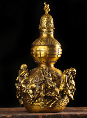 速发纯黄铜八仙葫芦摆葫 镇宅纳吉增夫情缘 八仙过海开口件芦