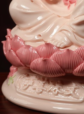 速发陶瓷摆件文奉红瓷《殊菩萨普贤菩萨》佛像供玉家用家居