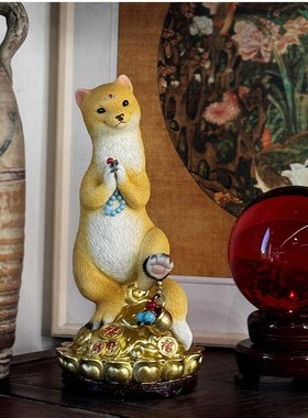 速发黄鼠狼财桌跑摆件供小神像招黄进宝性佛龛装饰家用桌面摆件