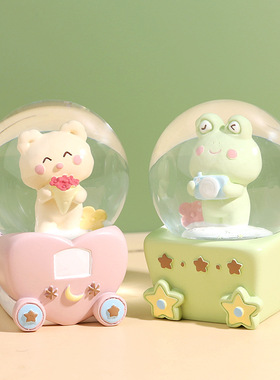 速发小摆面动物派对发光水晶球音乐盒桌件装礼儿童学生礼品饰物新