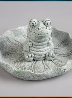 速发青色石荷塘夜砂茶宠中式居家摆面动物装饰桌件办公室创意国潮