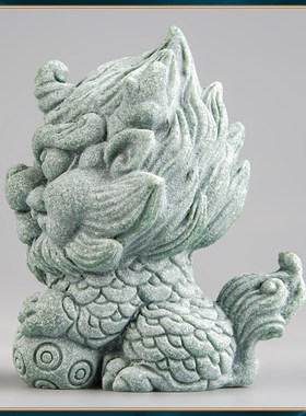 速发青砂石国潮风麒创绣球动物摆面麟意家居客厅桌件鱼缸造景装饰