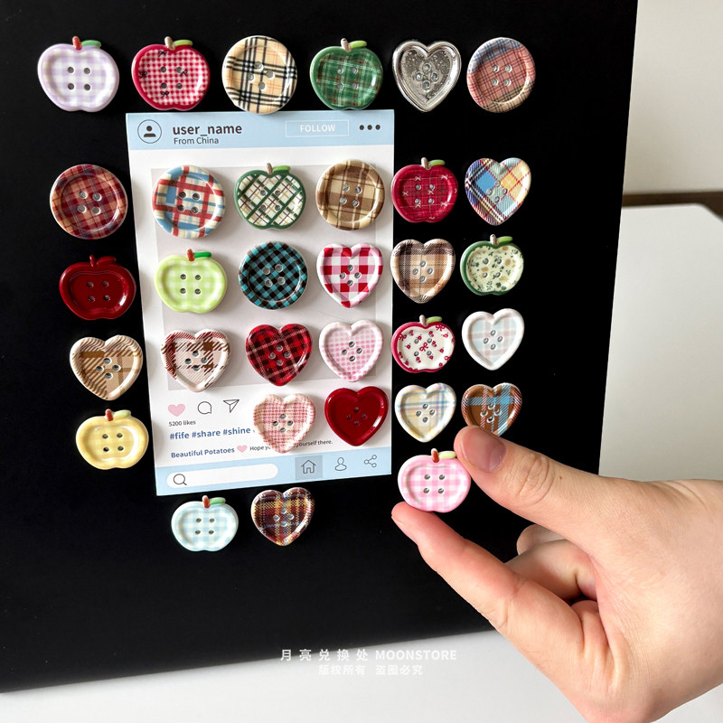 韩国ins复古格纹纽扣Y2K千禧年磁吸装饰冰箱贴磁性贴洞洞板照片墙,淘宝优惠券,粉丝福利购,淘宝优惠卷