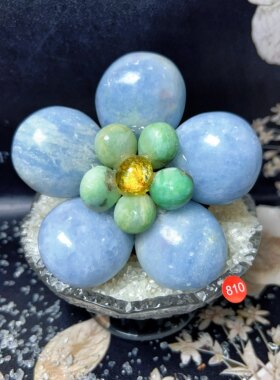 小众手作天青石水晶永生花摆件
