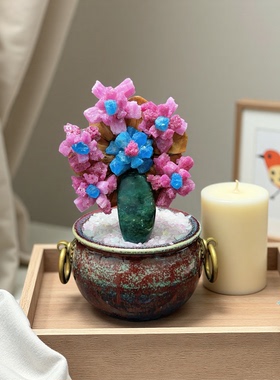 森系小树水晶桌面花器摆件