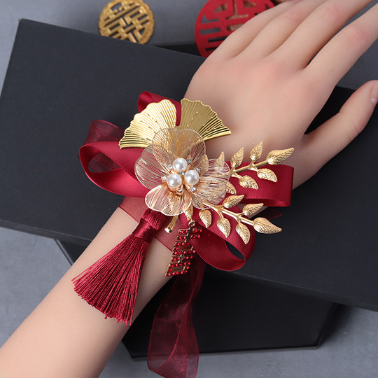High-end bride and groom wedding corsage wedding full set family corsage parent bridesmaid best man VIP guest brooch