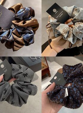 撞色复古轻奢双层褶皱大肠发圈