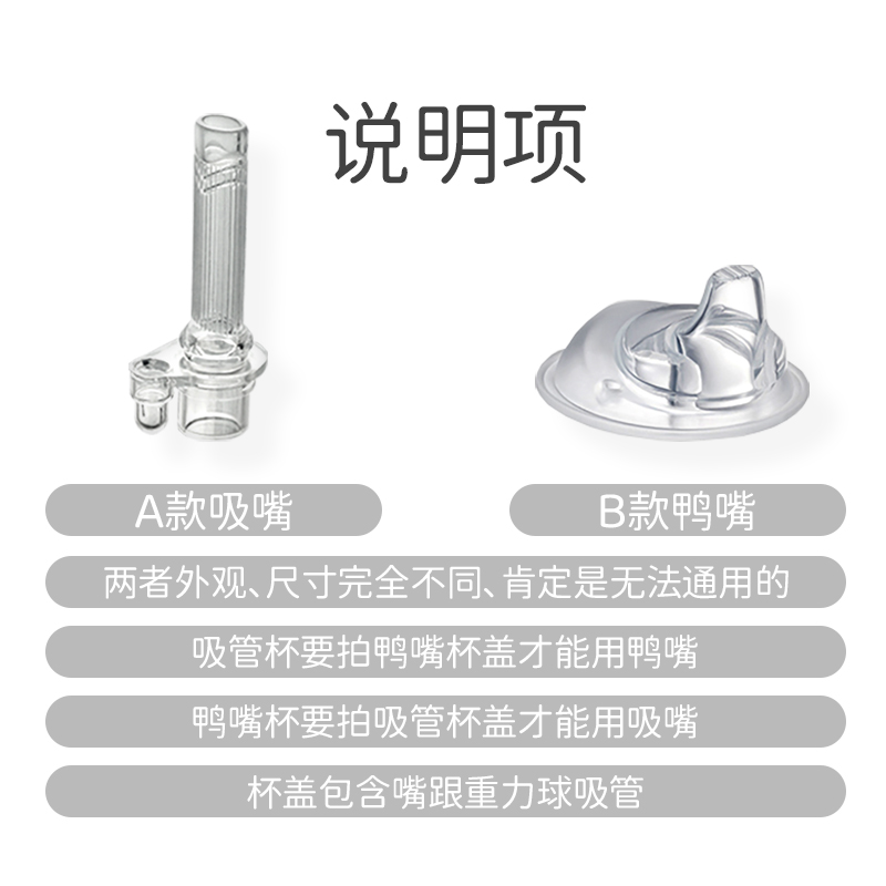 babycare水杯配件婴幼儿宝宝学饮杯鸭嘴杯吸管杯盖子通用吸嘴配件-图2