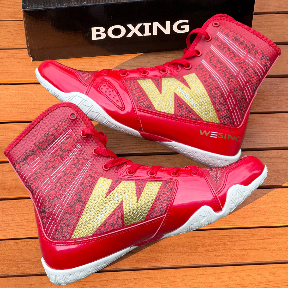 九日山专业拳击鞋男女高帮摔跤鞋训练鞋泰拳搏击鞋健身格斗散打鞋 - 图0