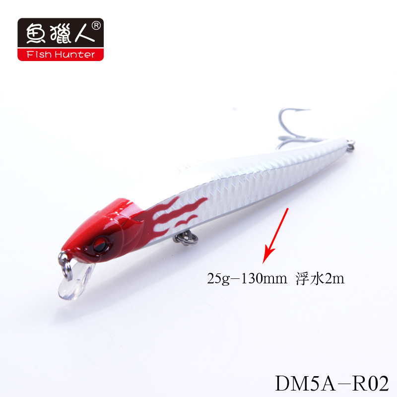 鱼猎人刀锋DM5A米诺 130mm/25g/浮水/2m/截红头/路亚假饵硬饵-图3