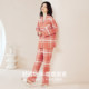 The same style of combed cotton home clothes for men and women's velvet 100% cotton long-sleeved plaid pajamas set