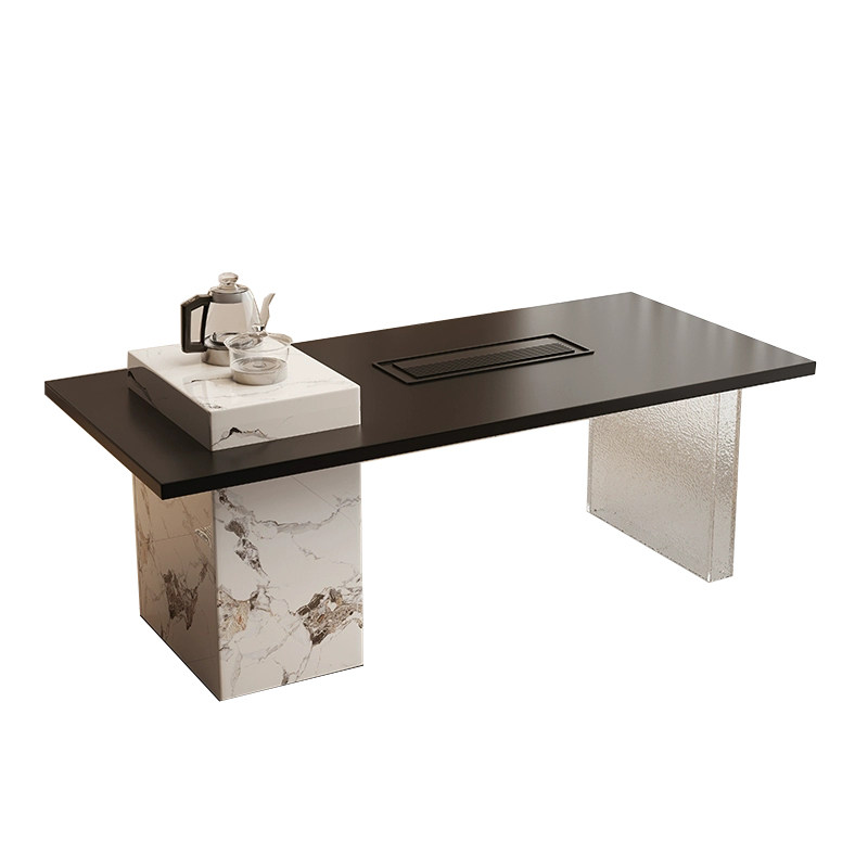 轻奢中古风岩板茶桌椅组合现代简约高级感亚克力办公室家用泡茶台,淘宝优惠券,粉丝福利购,淘宝优惠卷