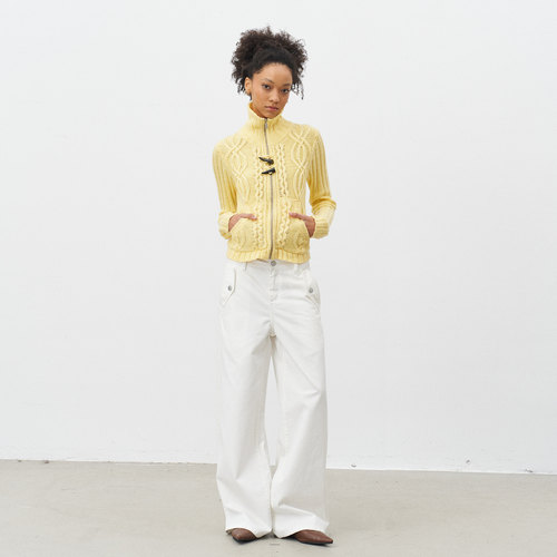 GROWN NOTOLD 白色宽松阔版直筒休闲牛仔长裤 - 图0