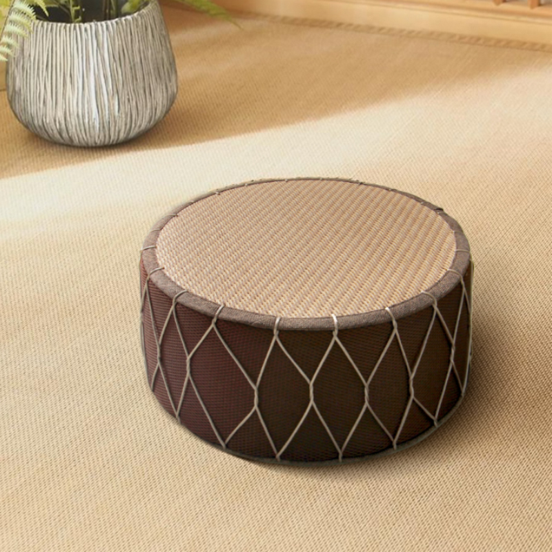 垫脚凳家用藤编凳子办公室脚踏搭脚凳日式圆形坐垫换鞋凳放脚神器 - 图3