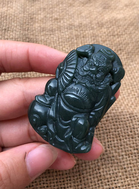 钟馗挂件天然和田玉天师钟馗吊坠男女项链送证书