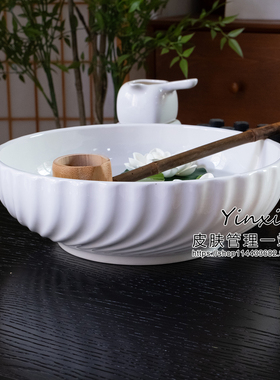 白色陶瓷净手盆瑜珈净手礼美容床观景盆spa水疗装饰观景荷花看盆