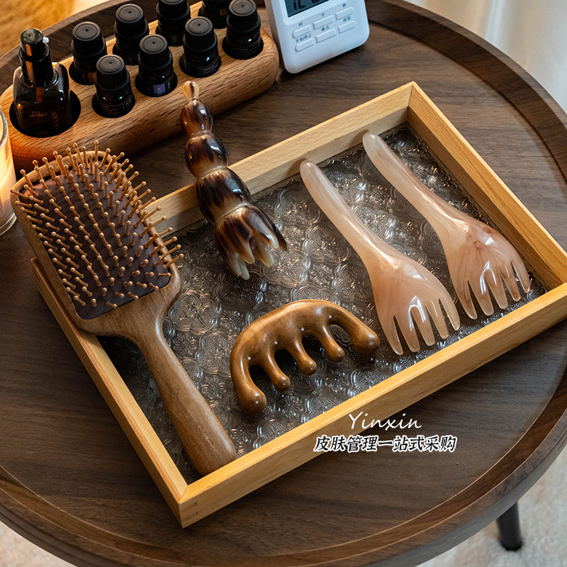 头疗专用工具头疗经络梳按摩梳洗头梳头部五齿檀木梳点穴笔气垫梳,淘宝优惠券,粉丝福利购,淘宝优惠卷